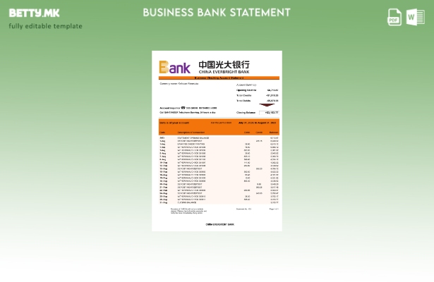 модерен стил Извештај за цврста сметка на China Everbright Bank Шаблон Word и PD